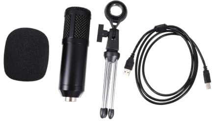 Milisten Kondensatormikrofon Bm800usb 1 Satz für Computer mit Stativ | Schwarz, Kunststoffgehäuse, Aufnahmen und Karaoke, Breiter Frequenzgang, Separates Zubehör