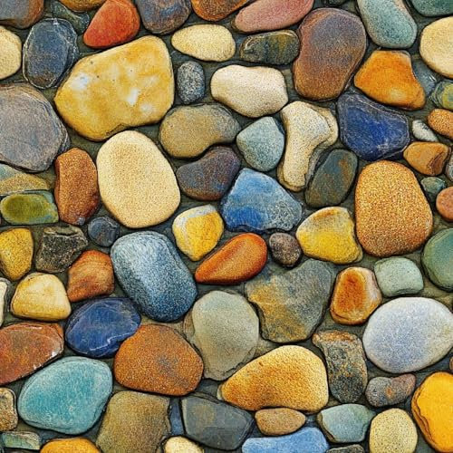 Generisch Selbstklebende Tapete Möbel Klebefolie Kopfsteinpflaster 30×300cm Bunter Kunststein Klebetapete Vintage Wasserdichte Vinyl Möbelfolie für Wohnzimmer Schlafzimmer Küche Wand Möbel