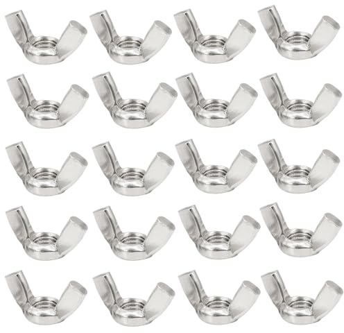 Wing Nuts M6 Wing Nut, 20 Pcs Stainless Steel Wing Nuts and Bolts for Hand Twist Fastening (M6)