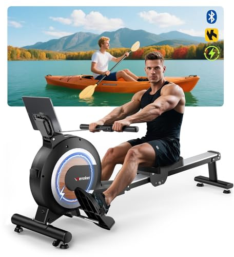 Wenoker Rameur Musculation d'Appartement, 32 Niveaux de Résistance, Rameur Magnétique avec APP & Écran LCD, Exclusive, Silencieux pour Entraînement Cardio, Capacité 160 kg, Rangement Vertical