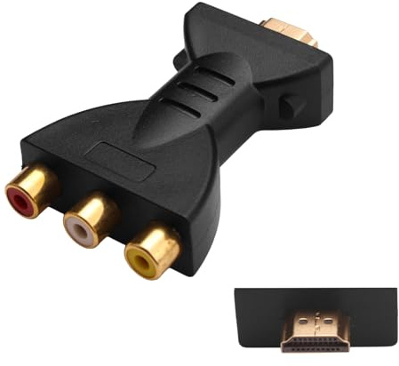 HDMI to RCA Converter 1080P High-Definition Video Adapter Gold Plated Interface Red White Yellow AV Video Audio Adapter HDMI In to AV Out Male to Female for PC, Laptop, Xbox, TV, DVD, Projector