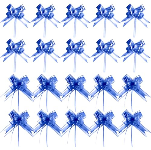 20 Stück Geschenk Schleife mit Geschenkband 2Größen Geschenkschleife Große 16cm Mittlere 10cm Blau Ziehschleife Geschenkschleifen für Geschenke Tüten Hochzeit Weihnachten Geburtstag Geschenkverpackung