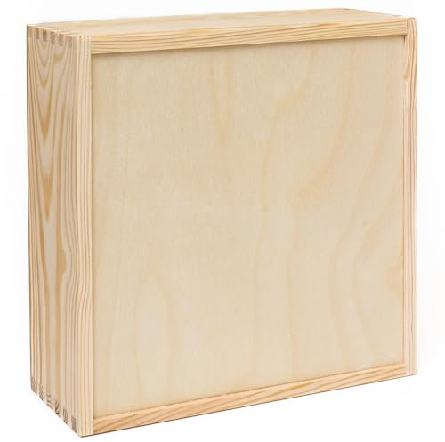 Holzfee Holzkiste Schiebedeckel Holzbox Aufbewahrung Auswahl (26 x 26 x 10 cm)