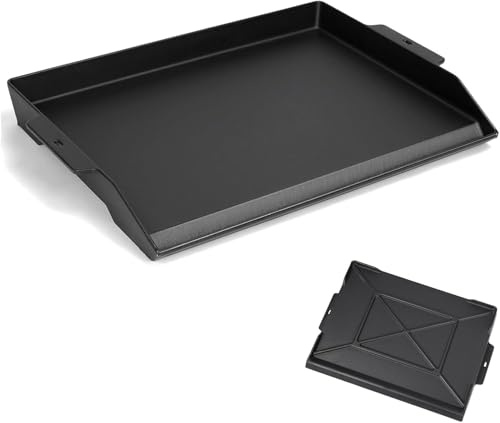 Denmay 58,6 × 40,5 cm Plaque de cuisson en fonte universelle pour barbecue à gaz, barbecue à charbon de bois, plaque de cuisson à gaz, cuisinière, poêle universelle avec revêtement antiadhésif