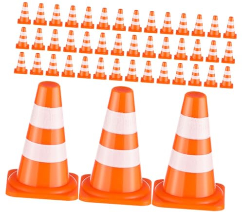 Jouet de Simulation Routière 100pcs Plastique Mini Cônes de Signalisation | Panneau Circulation Garçon et Filles, Modèle de Mini-cônes, Barrières à Jouets pour Apprentissage