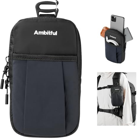 AMBITFUL Hang U1 Camera Accessory Pouch – Anti-Slip Hook-On Bag for Memory Cards, Phone, Cables, Small Gear (Black)