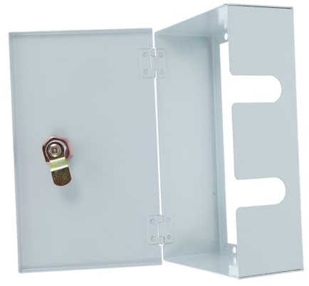 Caja de Enchufes Pared 86 de Hierro y Plástico, Estanca con Cerradura | Carga de Vehículos Eléctricos, Uso Exterior, Plata, Seguridad Mejorada, Montaje en Pared