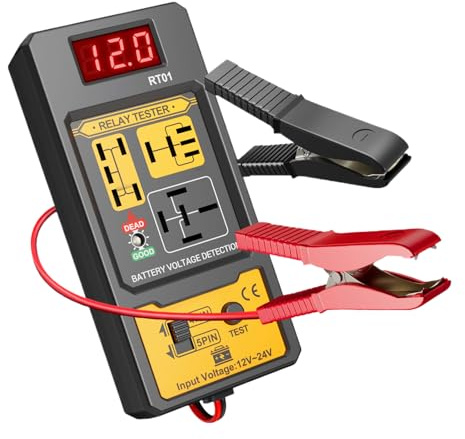 Car Battery Load Tester - Diagnostic Battery Scanner For 12V 24V Vehicles | ABS With Professional Clip Cable Measurement Tool, For Automotive Testing, Maintenance, Road Trips