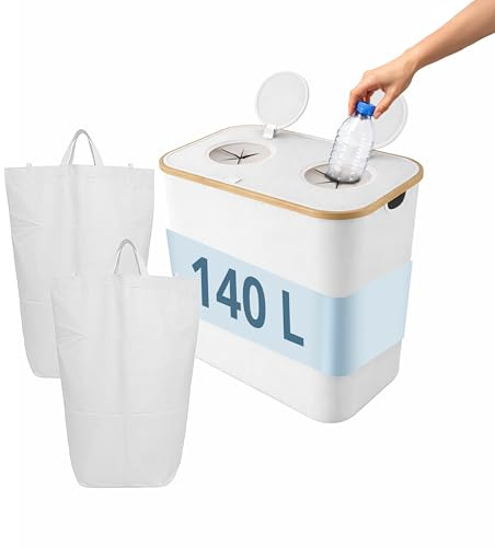 Relaxdays Pfandflaschen Sammelbehälter, 2 Beutel, Recycling, Flaschensammler für Glas & Plastik, Größenwahl, Farbwahl | 2 Innenbeutel, Flaschensammler für Glas & Plastik
