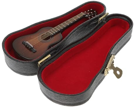 MOLUCKFU Mini Chitarra Classica in Legno Color Caffè, Decorazione Compatta e Decorativa per Casa delle Bambole e Arredamento Domestico