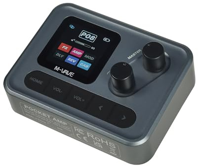M-VAVE POCKETAMP – Simulador de amplificador multiefectos compacto para guitarra y bajo con pantalla LCD, audio USB, Bluetooth y batería recargable