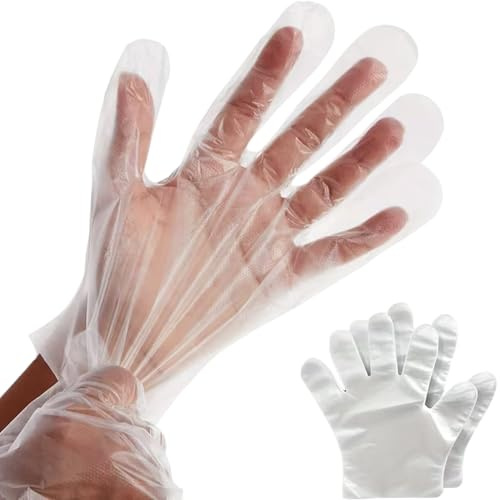 topolenashop Gants jetables en PE 100 pièces - Gants transparents jetables Taille unique - Gants ménagers pour aliments, cuisine, nettoyage, restauration et usage quotidien 2406599