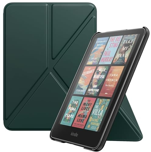 MoKo Hülle für 7 Zoll Kindle Paperwhite 12. Gen 2025/2024, Nachtgrün | für Kindle Colorsoft 2024/2025, Ständer Hülle, Papierfaltkunst, mit Magnetic PC Rückseite Cover, Nicht für Kobo