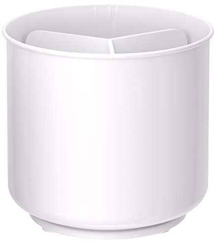 Extra Large and Sturdy White Rotating Utensil Holder with No-Tip Weighted Base, Removable Divider, and Gripped Insert | Rust Proof and Dishwasher Safe Kitchen Utensils Holder and Cutlery Holder
