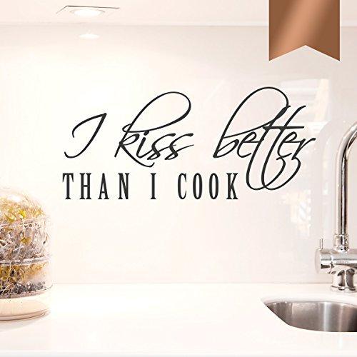 WANDKINGS Wandtattoo - I kiss better than i cook - 170 x 75 cm - Kupfer - Wähle aus 5 Größen & 35 Farben