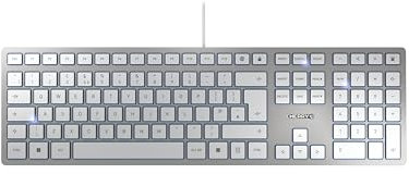 CHERRY KC 6000 SLIM, Ultra-Flat Design Keyboard, UK Layout (QWERTY), Wired (USB-A Connection), Quiet, Durable Key Labelling, Silver