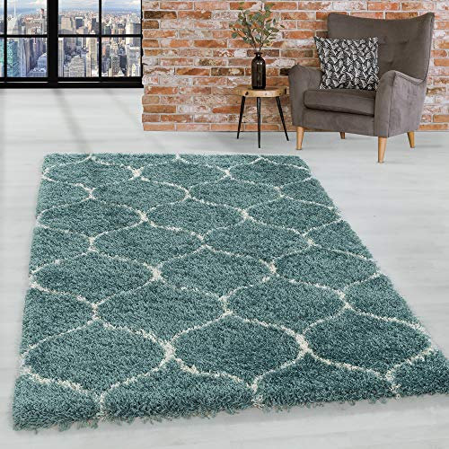 HomebyHome Teppich Rund Shaggy 80 cm Rund - Hochflor Runder Teppich Skandi Blau Extra Weich und Flauschig - Bettvorleger Teppich für Wohnzimmer, Schlafzimmer, Küche, Flur - Carpet, Halı, Kilim