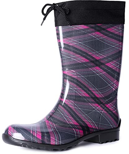 Ladeheid Bottes de Pluie Femme LA-968 (Violet/Carreaux, 42 EU)