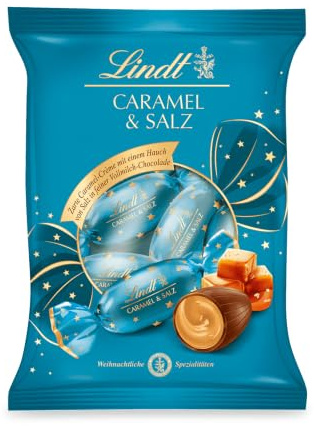 Lindt Schokolade Caramel & Salz Zapfen | 101 g | Zarte Caramel Crème mit einem Hauch von Salz in feiner Vollmilch Schokolade | Schokoladen-Geschenk zu Weihnachten | Weihnachtsschokolade