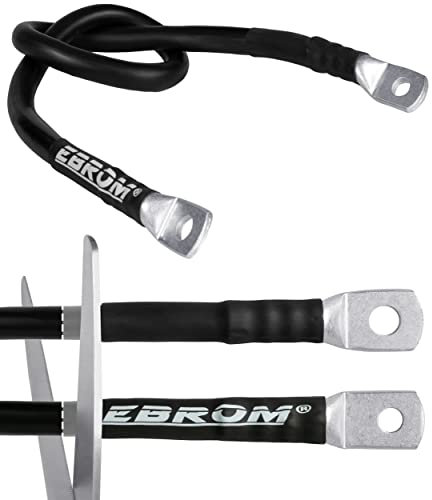 EBROM HI-FLEX - Cavo per batteria per auto, 16 mm², colore nero, già confezionato, con guaina termoretraibile da 30 cm a 10 m, molte lunghezze disponibili + occhielli capicorda M6/M8/M10/M12