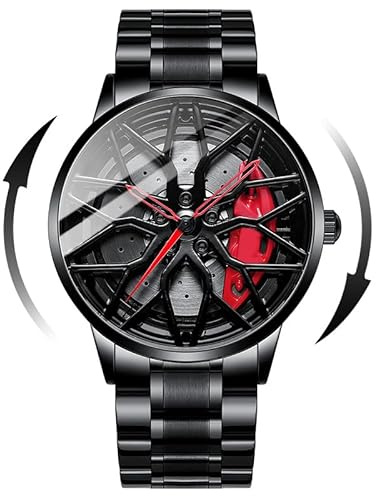 Mihawk X-G63 Felgenuhr Herren Motorsport Armbanduhr mit 3D Felgendesign | Einzigartiges 3D-Felgendesign, kratzfestes Mineralglas, präzises Quarzwerk, tolles Geschenk für Autoliebhaber