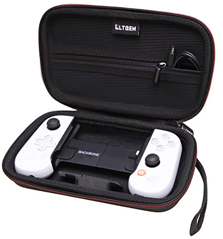 LTGEM case for Backbone One Mobile Gaming Controller, Handheld Gaming Console Portable Travel Holder, Extra Mesh Pocket for Cables Power Bank Accessories - White