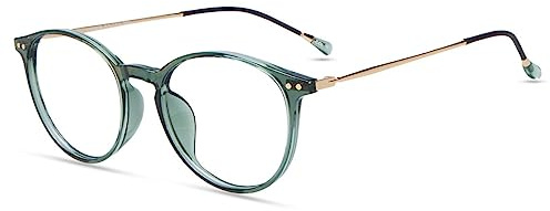 Firmoo Blaulichtfilter Lesebrille mit Sehstärke 1.0x Damen Herren Anti Blaulicht Computerbrille Sehhilfe Gläser Lesehilfe Lesebrille Blendfrei Kratzfest | Gegen Kopfschmerzen Entspiegelt Anti-Glanz Nerd Brille für PC/Handy/Fernseher,Bildschirme,Grün