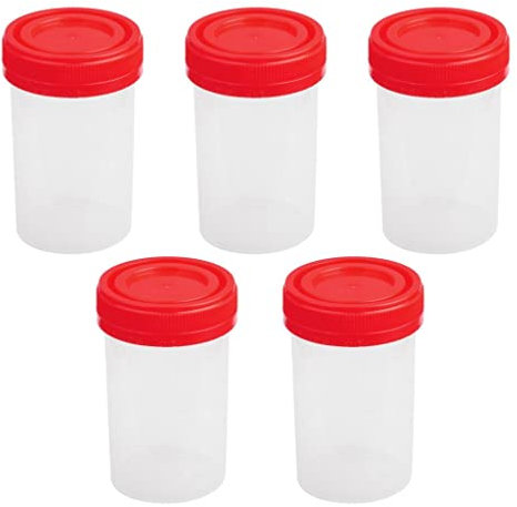 5 x 60 ml Kunststoff-Probenbecher, steriler Behälter mit Deckel