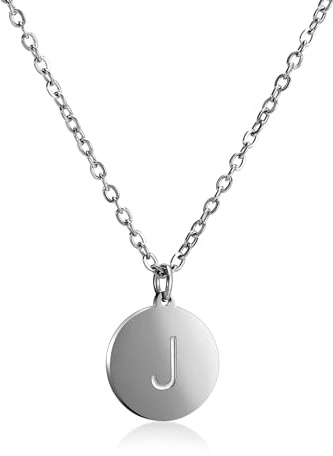Kim Johanson® Edelstahl Halskette für 2 in Silber | Partner Kette für Damen & Herren | A bis Z Anhänger | Wasserfest | Paar Ketten mit Gravur I Schmuck mit Buchstaben | Verstellbar | Schmuckbeutel