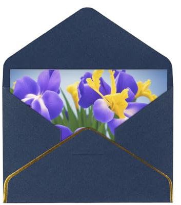 Miniks Grußkarte mit Veilchen-Druck, für alle Anlässe, Freundschafts-/Jahrestagskarten, Bff-Karten, Dankeskarten, Hochzeitskarten mit Umschlägen, Blau