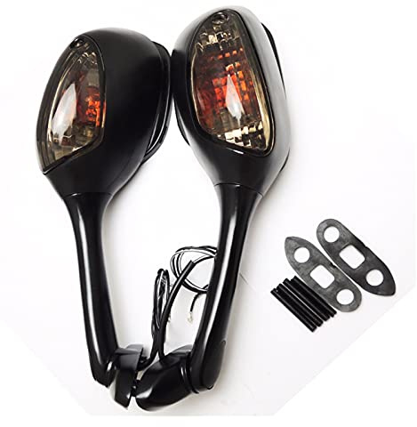 IVYARD Rétroviseurs de Moto, Rétroviseur De La Moto Vue Arrière Miroirs Latéraux avec LED Tour Signal Light Compatible avec Su-Zuki GSXR 600 750 1000 2006-2010 K7 K8 K8 SV650 650S (Color : Smoke)