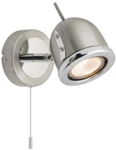 Long Life Lamp Company Brush Chrome Mounted Reading Wall Light Pull Switch Adjustable Head H3037