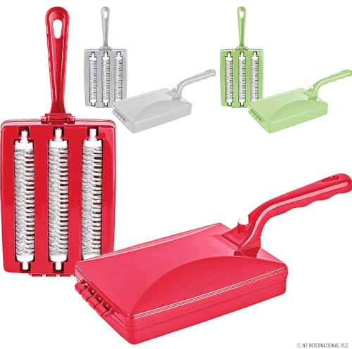 Set Of 2 Triple Crumb Brush - Roller Brush Includes Long Handle For Easy Cleaning | Handheld Sweeper Ideal For Cleaning Small Crumbs | Rug, Carpet Cleaner | Easy To Use, Strong, Durable & Long Lasting