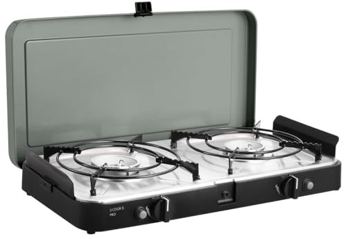 CADAC 2-Cook 3 Pro 30mBar - Gril de table pour l'extérieur | Comprend un sac de rangement pratique, Raclette, Noir, Vert, Barbecue