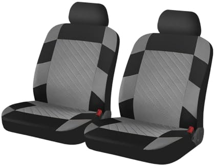 Adunsiaoto 2 Stück Universell Auto-Sitzschoner Vorne, Universal Anti-Kratz Autositzbezüge Für Vordersitze, Universell Front Sicher Stoff Auto Sitze Abdeckung(Grau)
