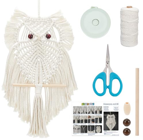 FREEBLOSS Eulen Makramee Set Eule Wandbehang Ornamente Handgefertigt Gewebt Wandteppich Kunstdekoration, Boho Makramee Dekorationen Für Schlafzimmer Wohnzimmer Galerie Zuhause