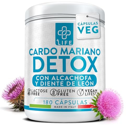 Cardo Mariano Tarassaco E Carciofo 180 Capsule PiùLife, 2 Al Giorno, 400mg Silimarina Per Dose, Detox Fegato E Intestino, Estratto Di Carciofo Depurativo, Con Zinco Antiossidante Forte