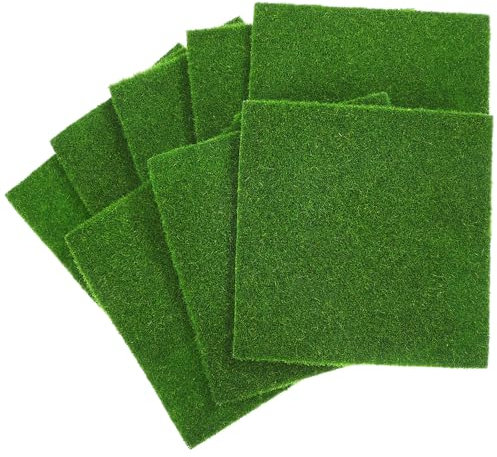 VICASKY 8 PCS Artificial Mat, Rug Fake Decor Grass Mat Faux Sheet Faux Sheets for Floral Arrangements Micro Landscapes Crafts and Decorative