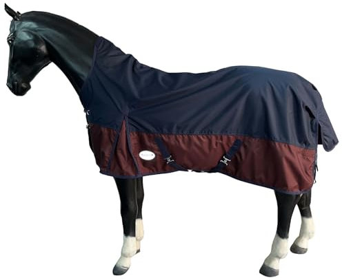 eQuitack Your Passion Is Our Mission Outdoor Winterdecke Turnout 100% Wasserdicht 600D 50G Fulling Highneck Multi Farbe Navy/Burgundy - 155cm