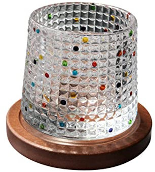 COLLBATH 1set Bicchieri Da Whisky Rotanti Con Base Legno Eleganti Cocktail Colorate Per Uomini Per Occasioni Speciali