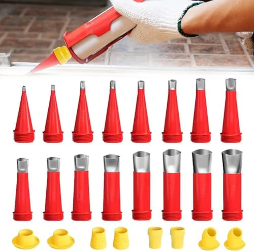 Universal Integrated Rubber Nozzle Tool Kit,24 Pezzi Ugelli Monopezzo in Acciaio Inox,Kit di Attrezzi per Bocchetta in Gomma Integrata,Kit di Utensili Universali per Ugelli in Gomma