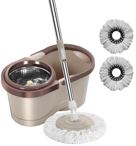 Generic Trapeador Giratorio con Escurridor, Juego de Cubos para Fregona Húmeda con Automático, Fregona de Que Ahorra Mano de Obra con Escurridor para Sala de Estar