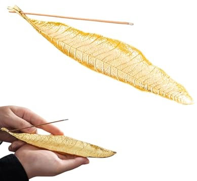 MOPZIJA 1PCS Räucherstäbchen Halter Incense Holder Duftstäbchen Räucherstäbchenhalter Leaf Räucherstäbchenhalter Ash Catcher Messing-Halter Kegelspule Räuchergefäß für Zuhause, Büro, Yoga, Meditation