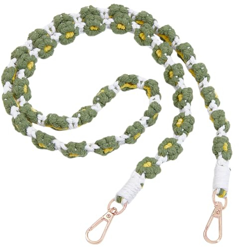 Beebeecraft Tracolla A Forma di Fiore in Corda di Cotone con Margherita Verde Scuro Manici per Borsa A Catena di Ricambio con Chiusura in Metallo per Borse Forniture per La Realizzazione