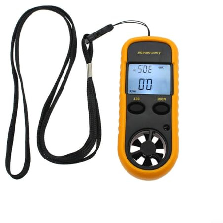 Alanmoship Anemómetro digital LCD, medidor de velocidad del viento, medidor de temperatura, termómetro, para actividades al aire libre, navegación, surf, deslizamiento de mano