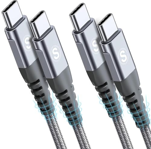 2-Pack 6m 60W USB C to USB C Charger Cable, PD Type C Super Fast Charging for iPhone 17 air 16 15 MacBook iPad Pro, Samsung Flip Fold 7 6 5 S26 S25 S24 S23 Ultra, Steam Deck, Nintendo Switch etc