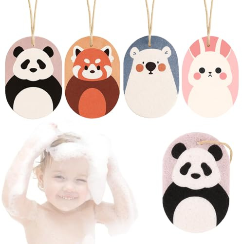 JEYORZY 4 Piezas Esponja Baño Bebe, Esponja Baño Niños, Esponja Bebe, Esponja Baño Infantil, Esponja Ducha Bebe, Esponja Ducha Niños, Esponja de Konjac para el Baño, Esponjas Hidrófilas, Linda Forma