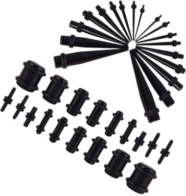 Healvian 36 Pieza Accesorios para Expansión de Orejas de Acrílico Dilatadores de Oreja Perforación de Pabellón Auricular para Piercings Corporales Uso Diario y Eventos Especiales