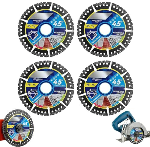 Diamond Multi-Purpose Saw Blades, 4.5 Inch Angle Grinder Cutting Disc, Diamond Saw Blades, Segmented General Purpose Blade Dry/Wet Cutting Concrete, Diamonds Cutting Wheel for Marble Tile Steel (4PCS)