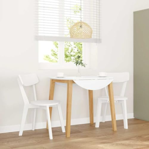 HETFTJN Esszimmerstühle 2er Set Weiß Massiv Kautschukbaumholz 47,5x53x79,5 cm ergonomisch mit Holzbeinen 110 kg belastbar Modernes Design für Esszimmer Küche Wohnzimmer